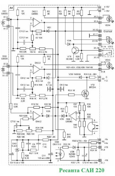 Scheme of the Resant SAI 220 inverter welding machine