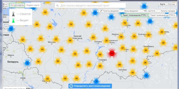 It looks like a map of the location of digital television towers