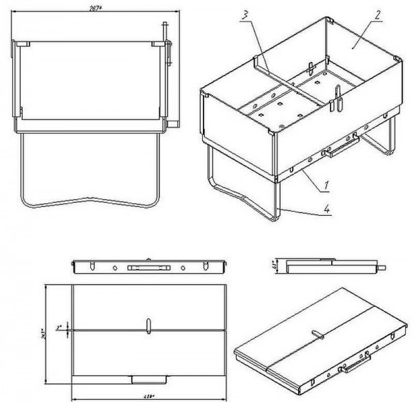 Drawing of a brazier-suitcase made of metal (to help those who want to do it yourself)