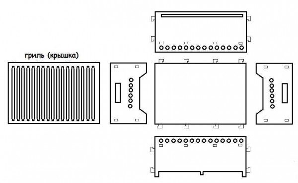 Drawing of a prefabricated barbecue