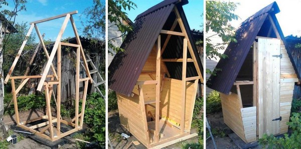 Photo illustrations: builds a toilet in the country with his own hands. The drawings are presented above