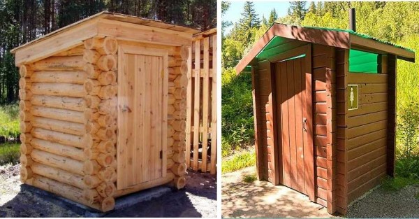 Even the simplest log toilet looks almost exotic. Moreover, it can be used as a winter version.