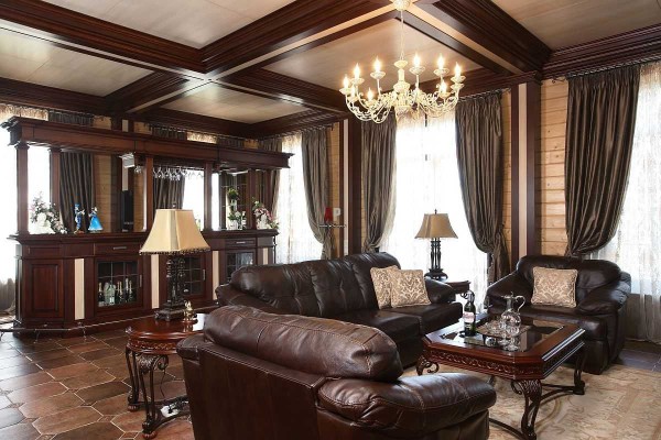 Stability and reliability are the main sensations of this interior. Wood has always been and remains an elite material and this photo is proof of this