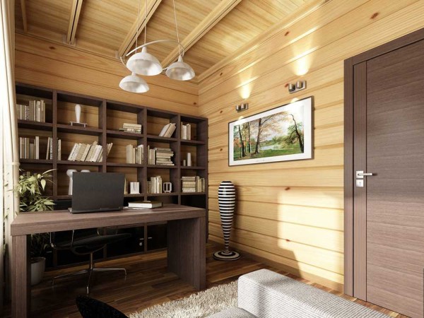 Une autre option pour un espace de travail dans une maison en bois