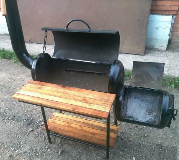 Brazier from propane cylinders with a capacity for coal or firewood