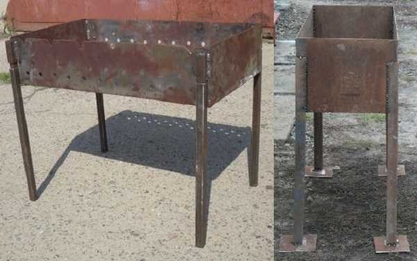 As legs for the barbecue, you can use an iron corner or a profile pipe of a small section