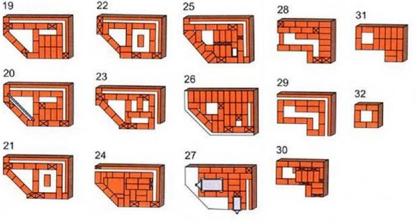 The final rows of brickwork of a corner barbecue