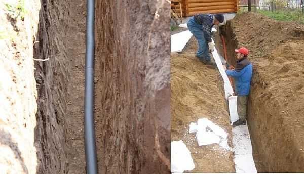 Even if the ditch was dug below the freezing level, it is better to insulate the pipes.
