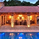 Proper lighting of the gazebo emphasizes its attractiveness.
