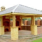 Brick gazebo with barbecue (barbecue)