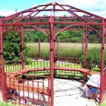 You rarely see a metal gazebo made of round pipes