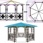 Drawing of an octagonal metal gazebo with dimensions