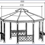 Sketch of an octagonal metal gazebo with dimensions
