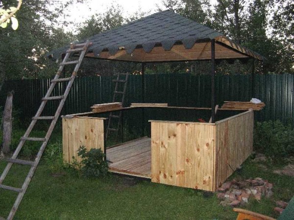 Homemade gazebo from a profile square pipe