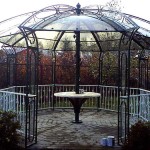 The polycarbonate domed roof is custom made. Unusual gazebo turned out