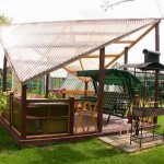 An excellent option for a wooden gazebo with a honeycomb polycarbonate roof