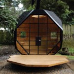 Original gazebo made of wood octahedral