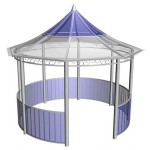 Round gazebo with metal frame and polycarbonate sheathing