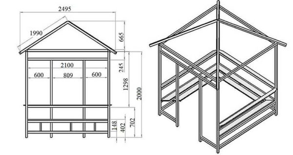 Rectangular gazebo with hipped roof