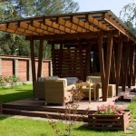 Wooden gazebo in a modern style