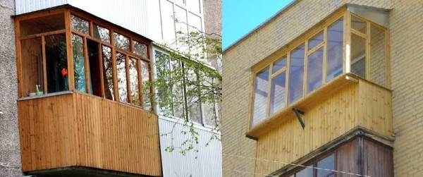 You can sheathe the balcony outside with wood - clapboard, for example