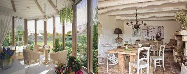 The design of the veranda in the Provence style can be different: very prim and very rustic