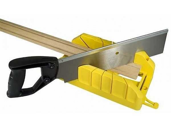 This is what the miter box looks like. Can be plastic, wood or metal