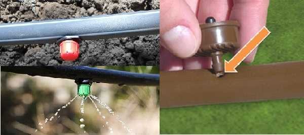 Separate drippers that are installed in the hose are more convenient to use when watering shrubs, vines and trees