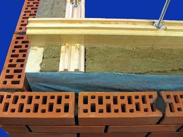 In section, the brick cladding of a timber wall looks something like this