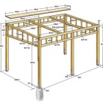 Pergola drawing with dimensions