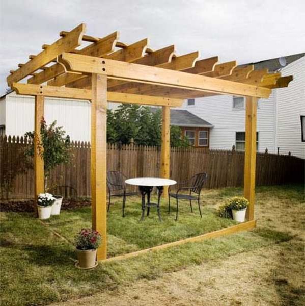 Pergola with double planks instead of main beams