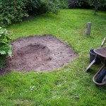 Dig a pit, forming ledges