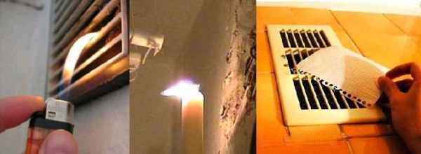 How efficient is ventilation in the bathroom and toilet is checked with a flame or a piece of paper