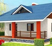 Small country house with an attic floor and a veranda along the facade