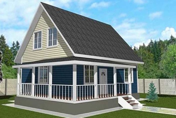Summer cottage with veranda and attic