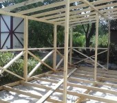 It looks like the assembled frame of the veranda attached to the house