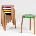 Stools can be stacked one on top of the other