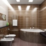 Large ceiling lights are essential when using dark colors in decoration: a brown bathroom needs a lot of light