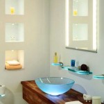 Backlit shelves in the wall
