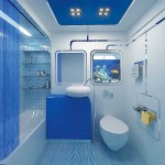 Blue in the bathroom creates a nautical mood