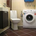 Successful arrangement of necessary items. Bathroom and toilet designs in beige and brown colors are always popular