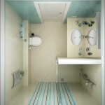Bathroom design with a toilet in beige tones, diluted with bluish inserts