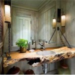 This bathroom is in style at the junction of loft and eco