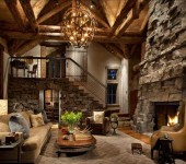 The fireplace is like a cut in a rock. Also a stylish element