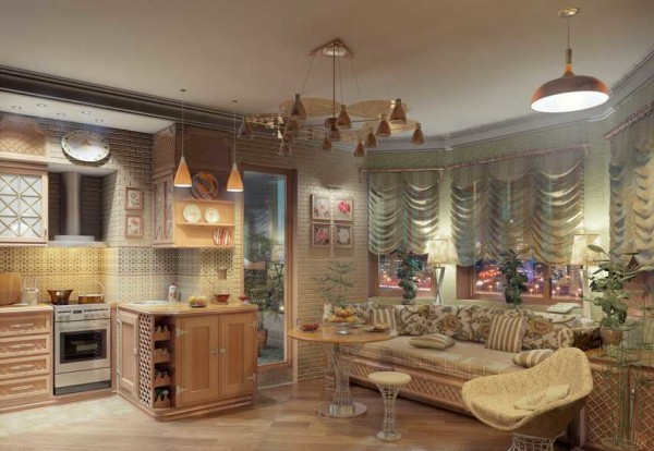 There are no barriers to smells in the combined living room with kitchen