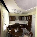 Two contrasting shades in the design are always a winning option. The interior of the kitchen combined with the living room looks fresh