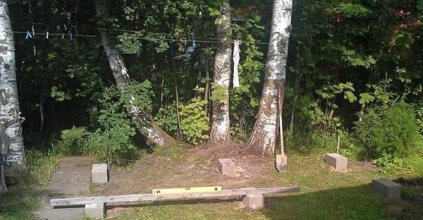 Leveling the site is the first step in building a woodshed