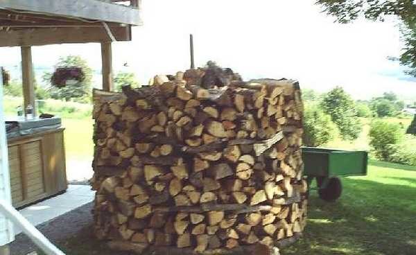 The stacking of the woodpile is complete