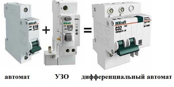 The diff machine is installed instead of a bundle of an automatic machine and an RCD
