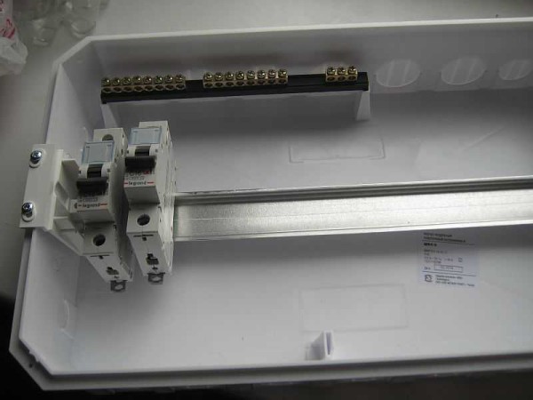 One of the variants of DIN rails in the dashboard body